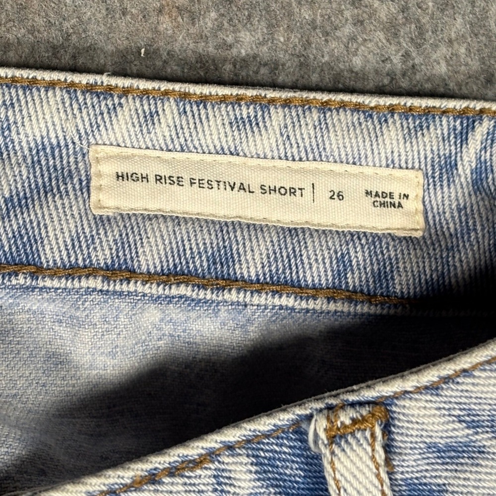 PacSun High Rise Festival Short Womens 26 Light Blue Excellent Distressed Frayed - Picture 4 of 11